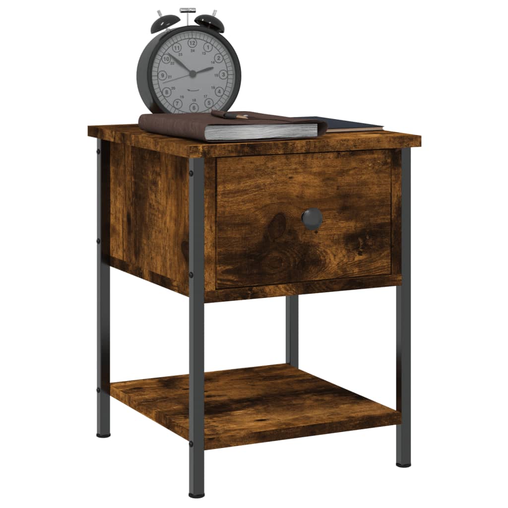 vidaXL Bedside Table Smoked Oak 34x35.5x45 cm Engineered Wood 3
