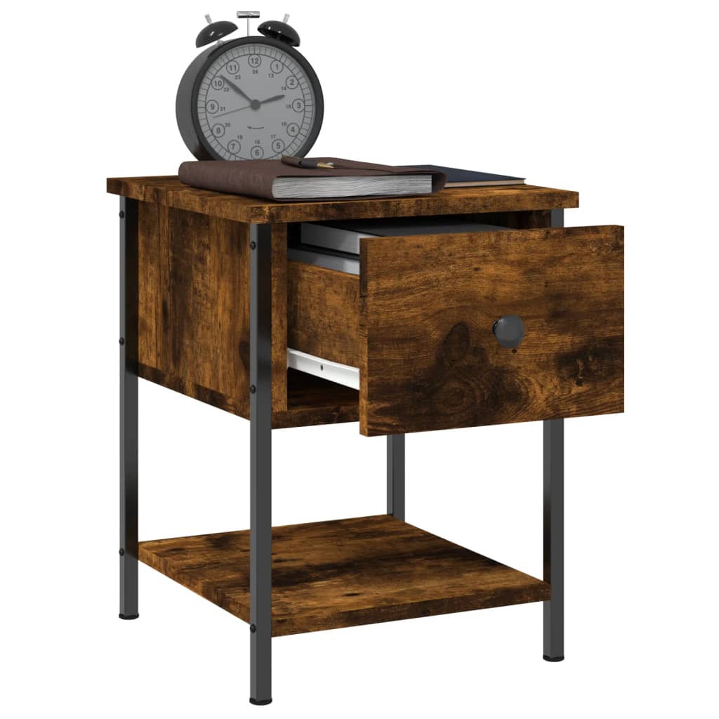 vidaXL Bedside Table Smoked Oak 34x35.5x45 cm Engineered Wood 4
