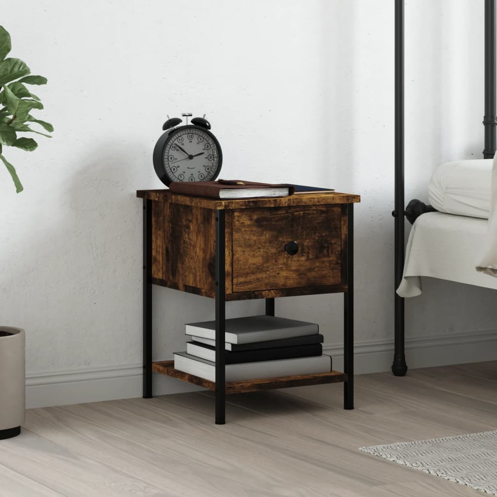 vidaXL Bedside Table Smoked Oak 34x35.5x45 cm Engineered Wood 1