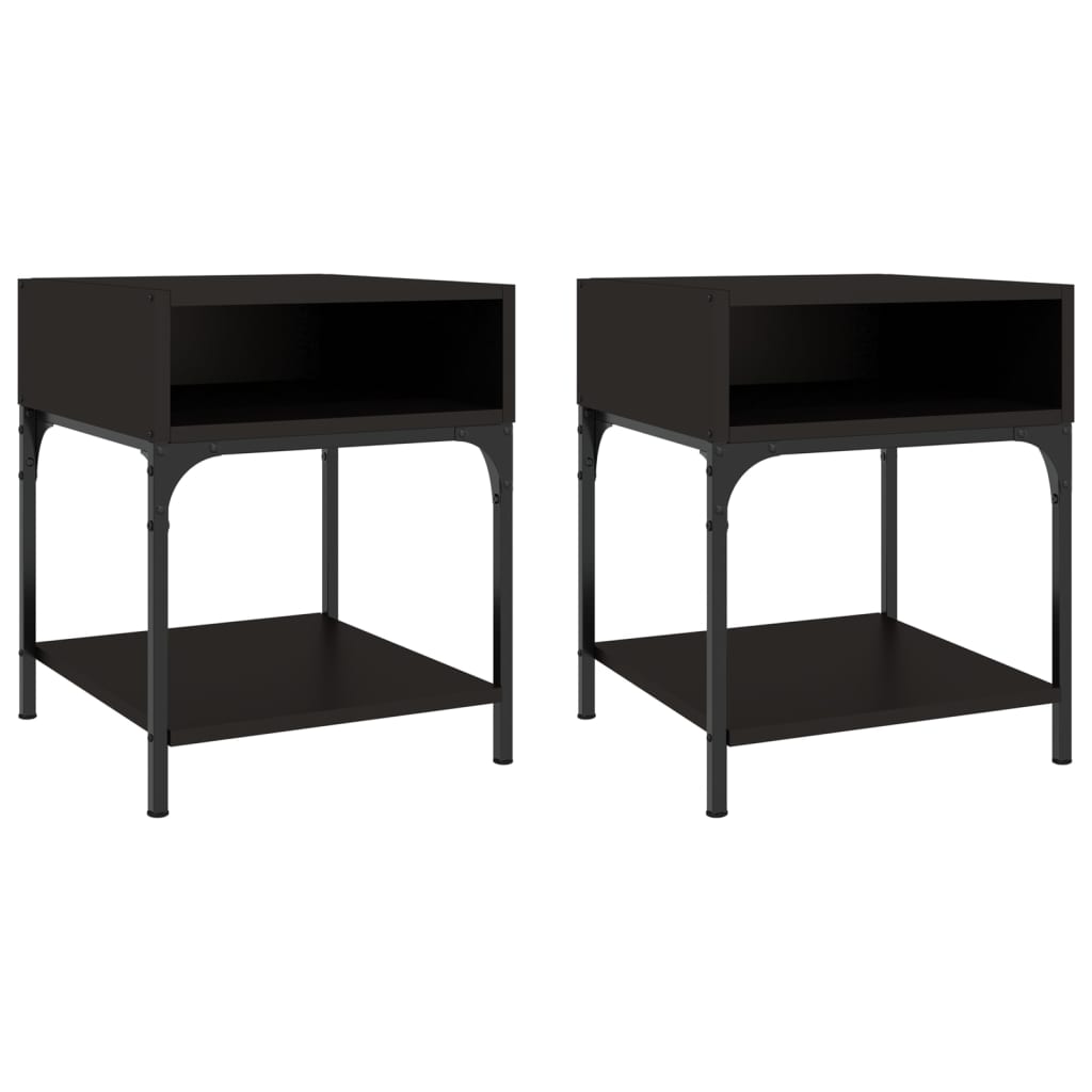vidaXL Bedside Tables 2 pcs Black 40x41x50 cm Engineered Wood 2
