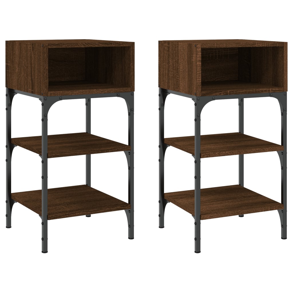 vidaXL Bedside Tables 2 pcs Brown Oak 35x34.5x70 cm Engineered Wood 2