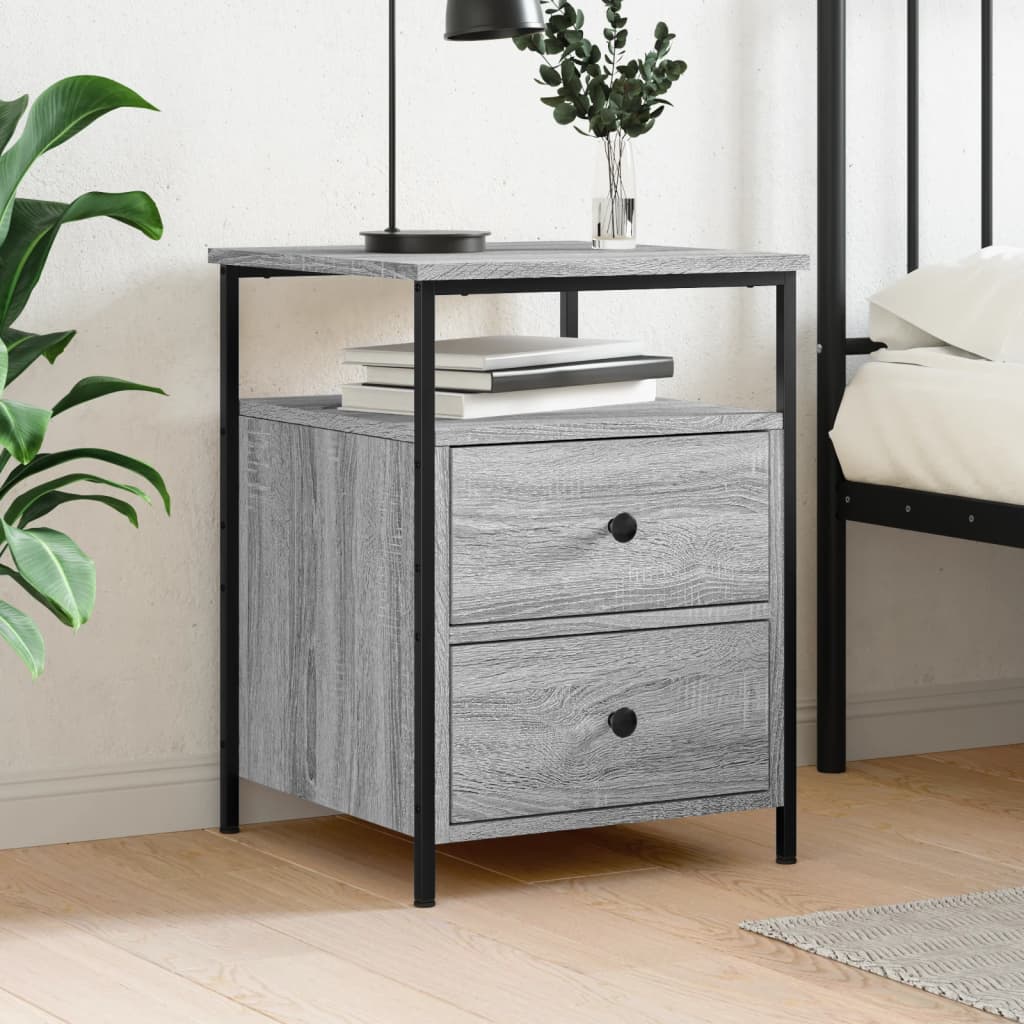 vidaXL Bedside Cabinet Grey Sonoma 44x45x60 cm Engineered Wood 1
