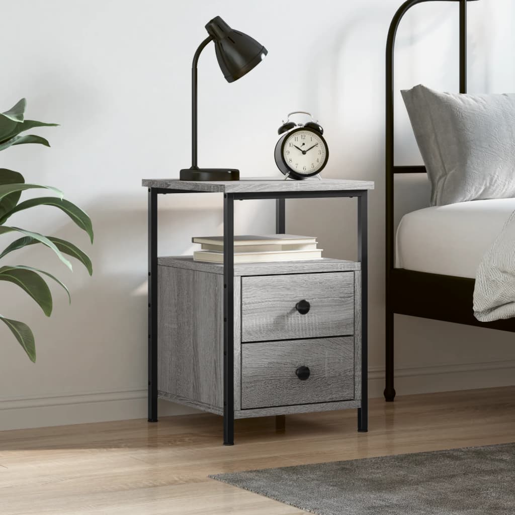 Bedside Cabinet 34x35,5x50 cm Engineered Wood Grey sonoma 1