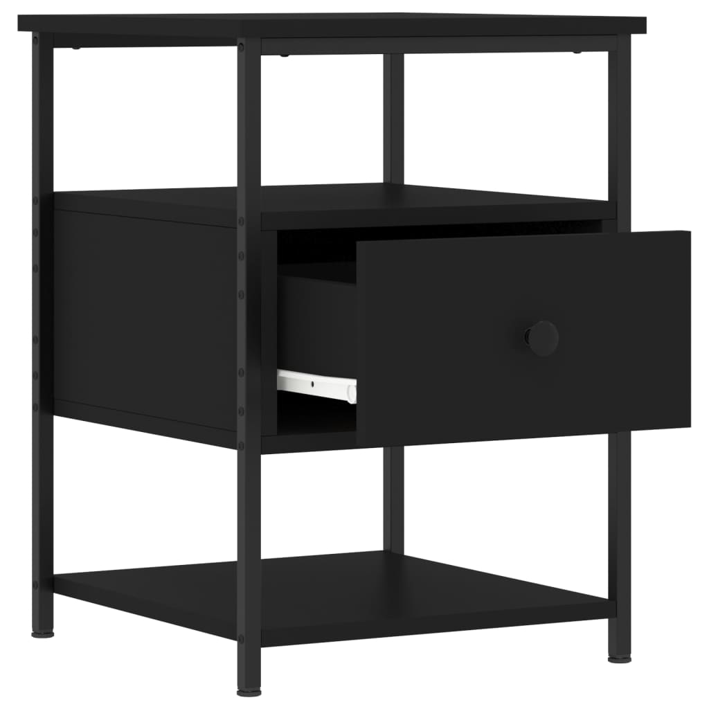 vidaXL Bedside Cabinets 2 pcs Black 40x42x56 cm Engineered Wood 6