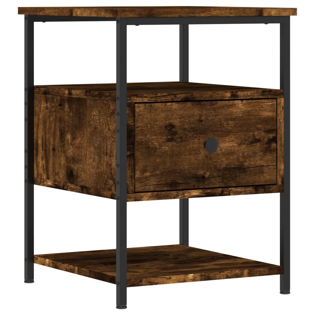 vidaXL Bedside Cabinet Smoked Oak 40x42x56 cm Engineered Wood 2