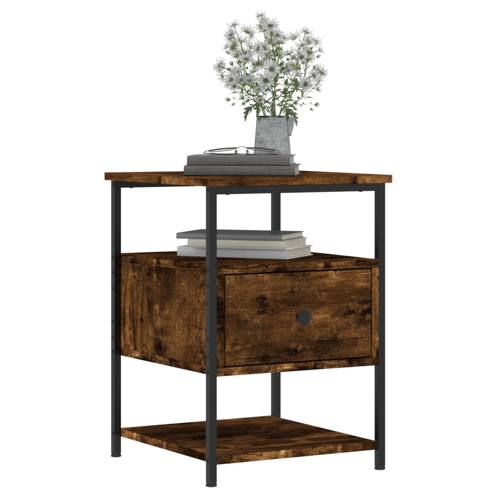 vidaXL Bedside Cabinet Smoked Oak 40x42x56 cm Engineered Wood 3