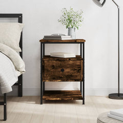 vidaXL Bedside Cabinet Smoked Oak 40x42x56 cm Engineered Wood 1