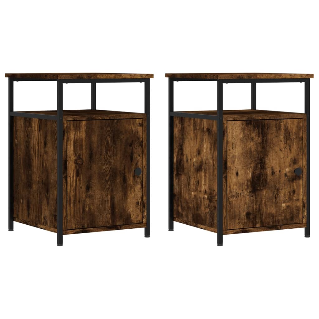 vidaXL Bedside Cabinets 2 pcs Smoked Oak 40x42x60 cm Engineered Wood 2