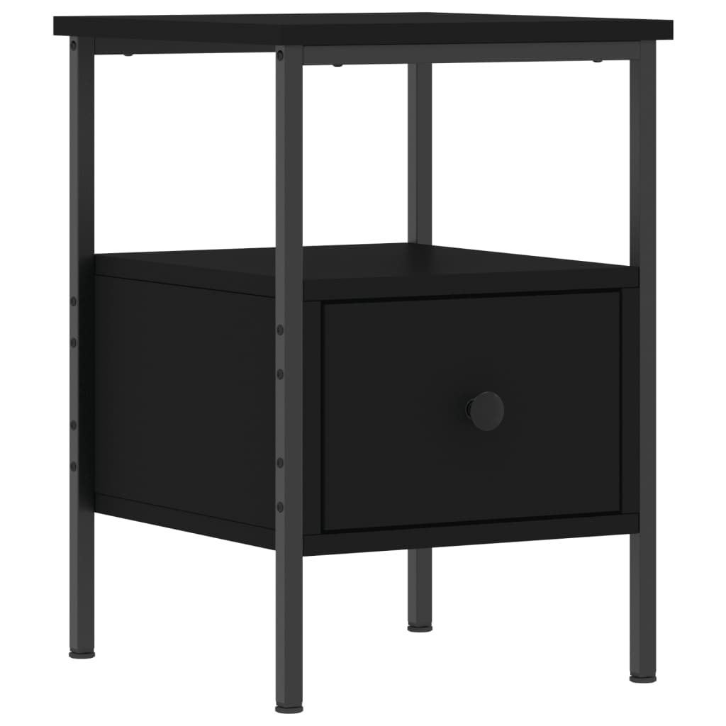 vidaXL Bedside Cabinet Black 34x36x50 cm Engineered Wood 2