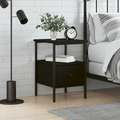 vidaXL Bedside Cabinet Black 34x36x50 cm Engineered Wood 1