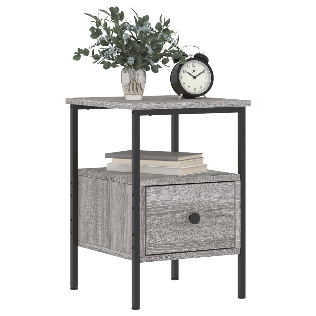vidaXL Bedside Cabinet Grey Sonoma 34x36x50 cm Engineered Wood 3