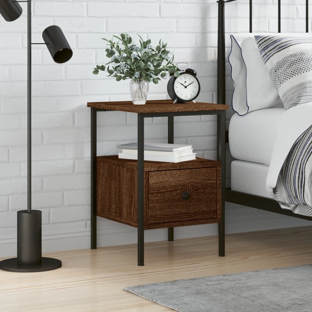 vidaXL Bedside Cabinet Brown Oak 34x36x50 cm Engineered Wood 1