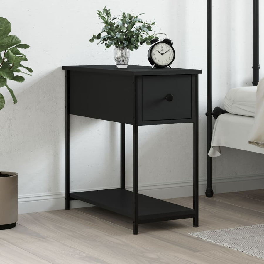vidaXL Bedside Cabinet Black 30x60x60 cm Engineered Wood 1