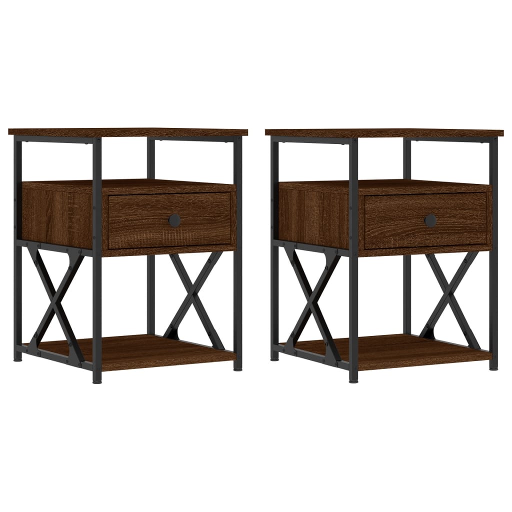 vidaXL Bedside Cabinets 2 pcs Brown Oak 40x42x55 cm Engineered Wood 2