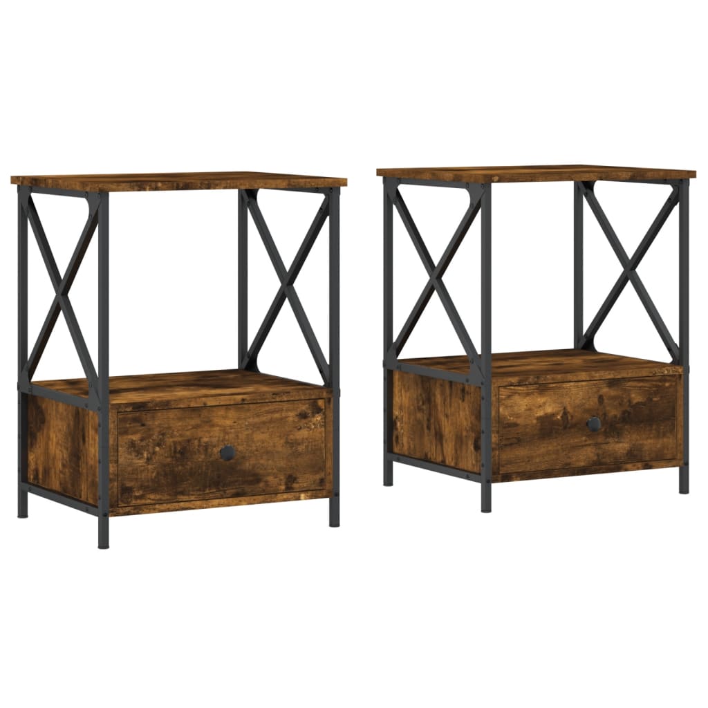 vidaXL Bedside Tables 2 pcs Smoked Oak 50x41x65 cm Engineered Wood 2