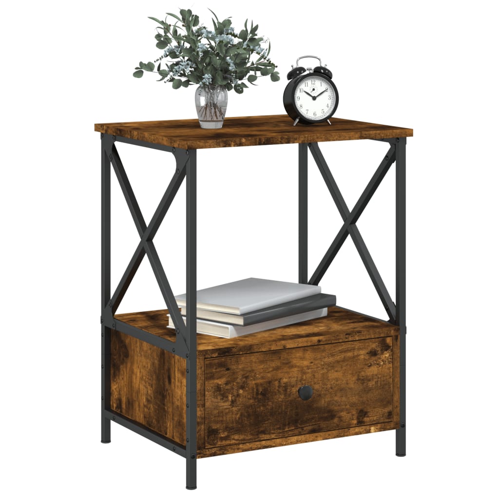 vidaXL Bedside Tables 2 pcs Smoked Oak 50x41x65 cm Engineered Wood 3