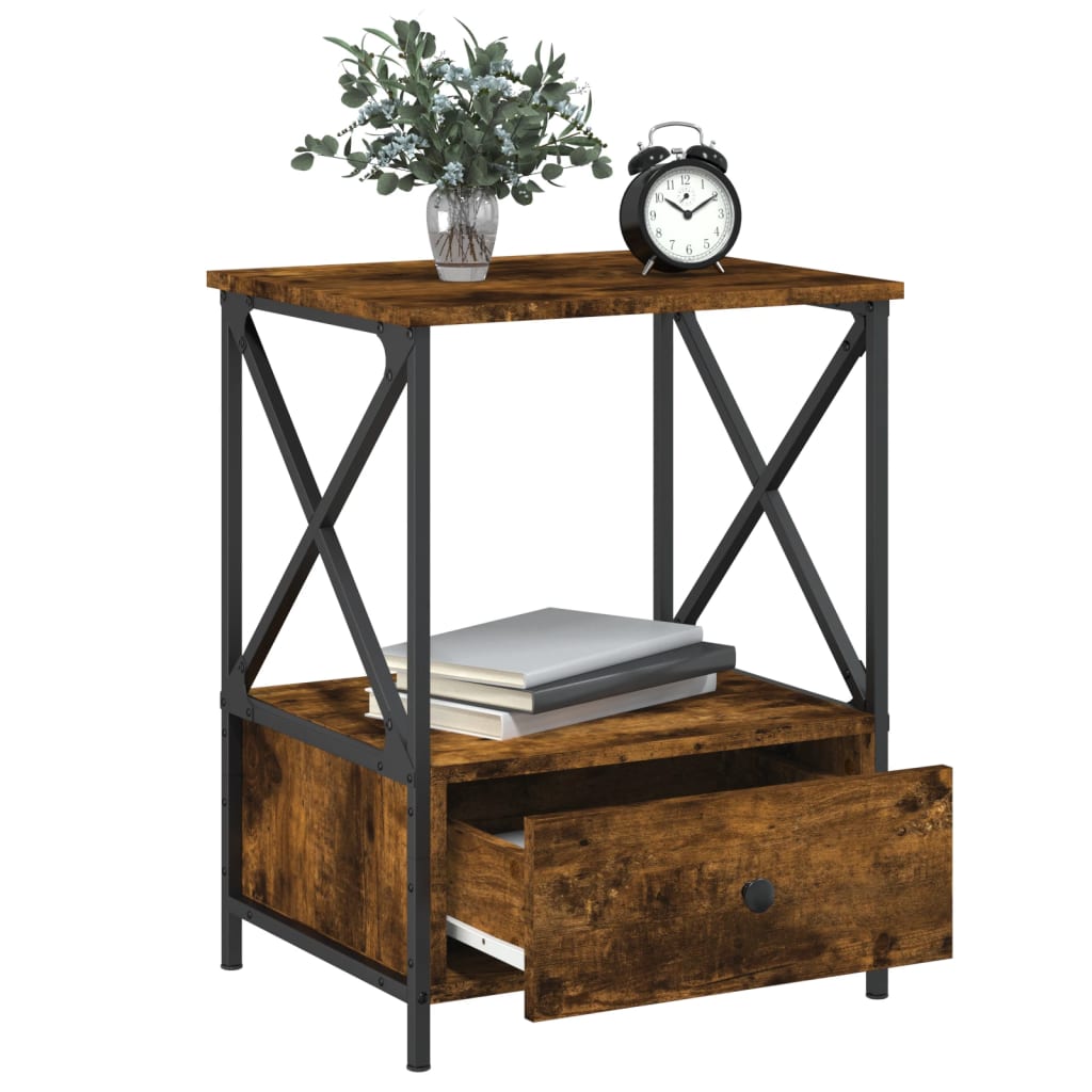 vidaXL Bedside Tables 2 pcs Smoked Oak 50x41x65 cm Engineered Wood 4