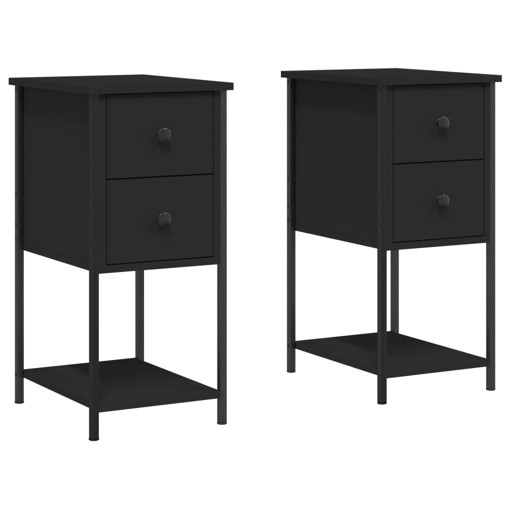 vidaXL Bedside Cabinets 2 pcs Black 32x42x70 cm Engineered Wood 2