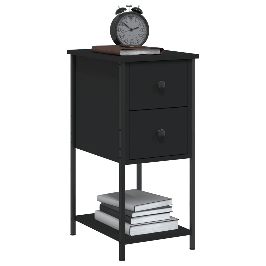 vidaXL Bedside Cabinets 2 pcs Black 32x42x70 cm Engineered Wood 4