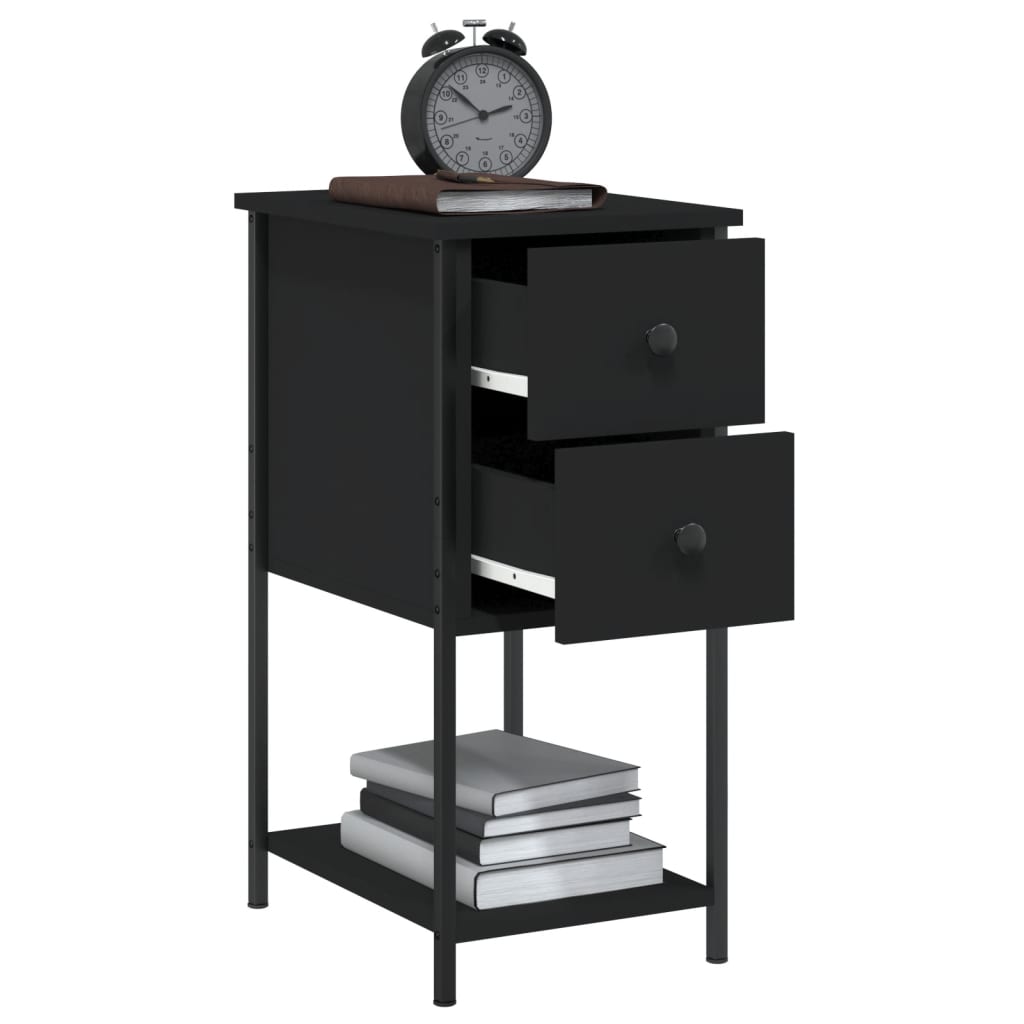 vidaXL Bedside Cabinets 2 pcs Black 32x42x70 cm Engineered Wood 5