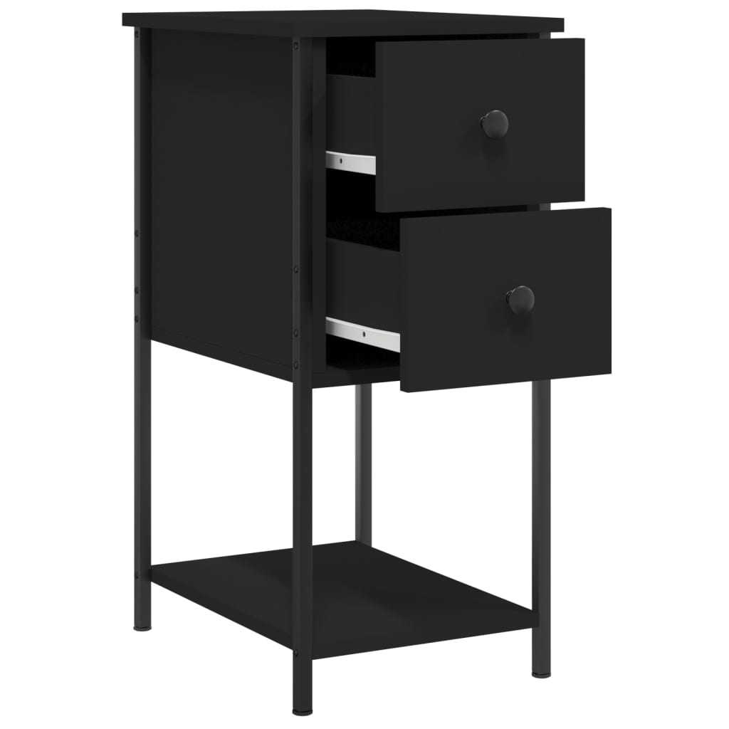 vidaXL Bedside Cabinets 2 pcs Black 32x42x70 cm Engineered Wood 6