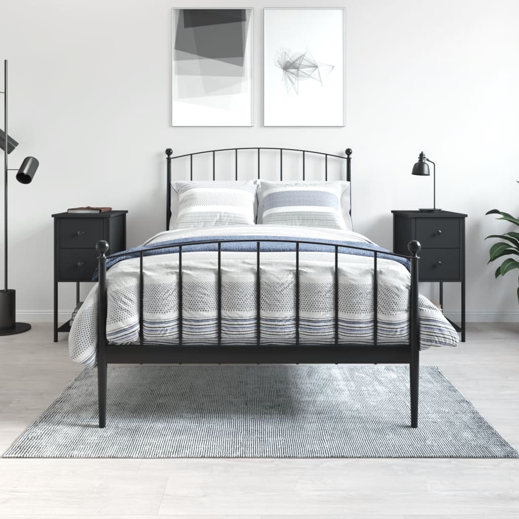 vidaXL Bedside Cabinets 2 pcs Black 32x42x70 cm Engineered Wood 1