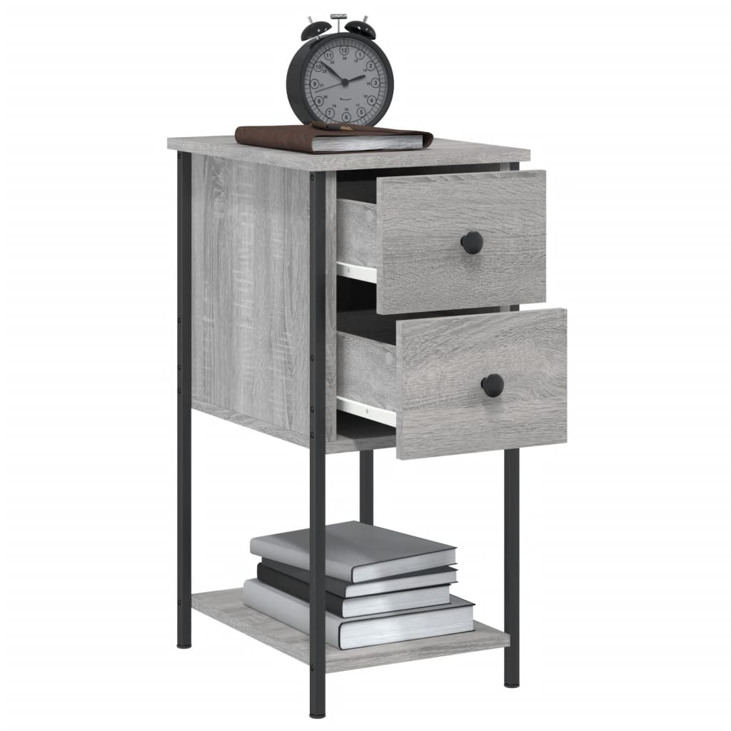 vidaXL Bedside Cabinet Grey Sonoma 32x42x70 cm Engineered Wood 4