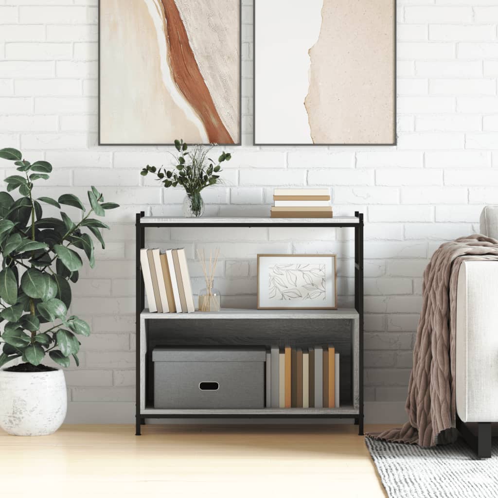 vidaXL Bookshelf Grey Sonoma 80x30x78,5 cm Engineered Wood and Iron 1