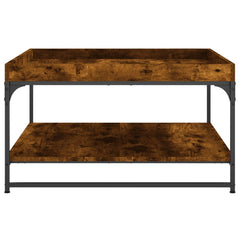 vidaXL Coffee Table Smoked Oak 80x80x45 cm Engineered Wood and Iron 5
