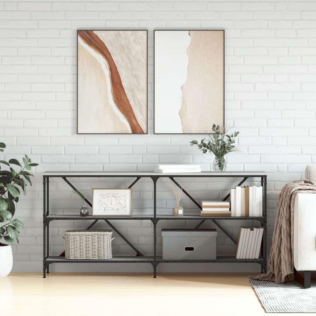 Console Table 160x30x75 cm Engineered Wood and Iron Grey sonoma