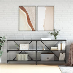 Console Table 180x30x75 cm Engineered Wood and Iron Black