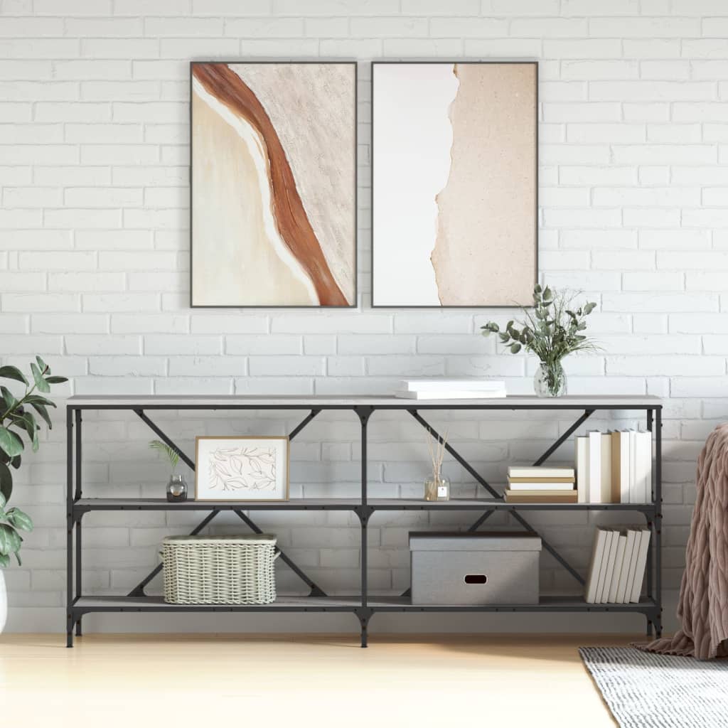 Console Table 180x30x75 cm Engineered Wood and Iron Grey sonoma
