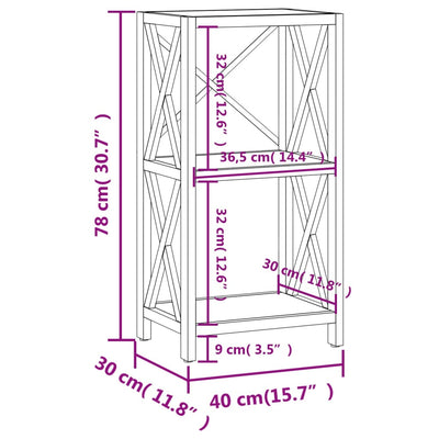 3-Tier Shelf 40x30x78 cm Solid Wood Oak