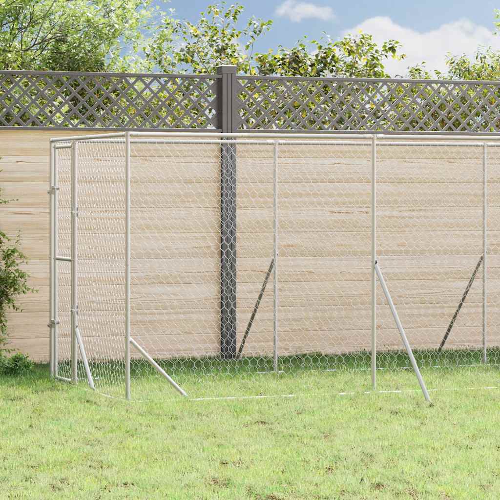 Outdoor Dog Kennel Silver Galvanised Steel 2 m 6 m