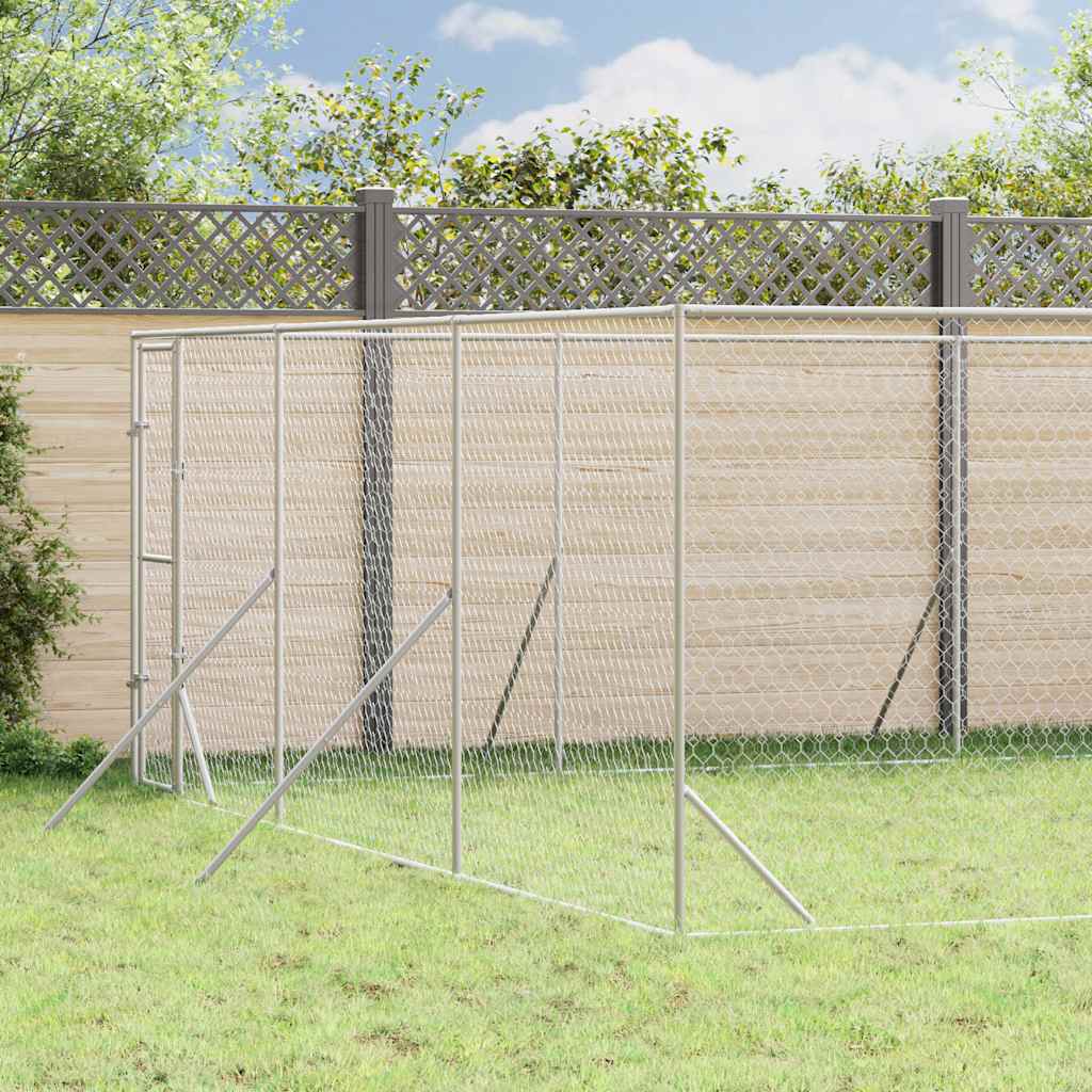 Outdoor Dog Kennel Silver Galvanised Steel 6 m 14 m