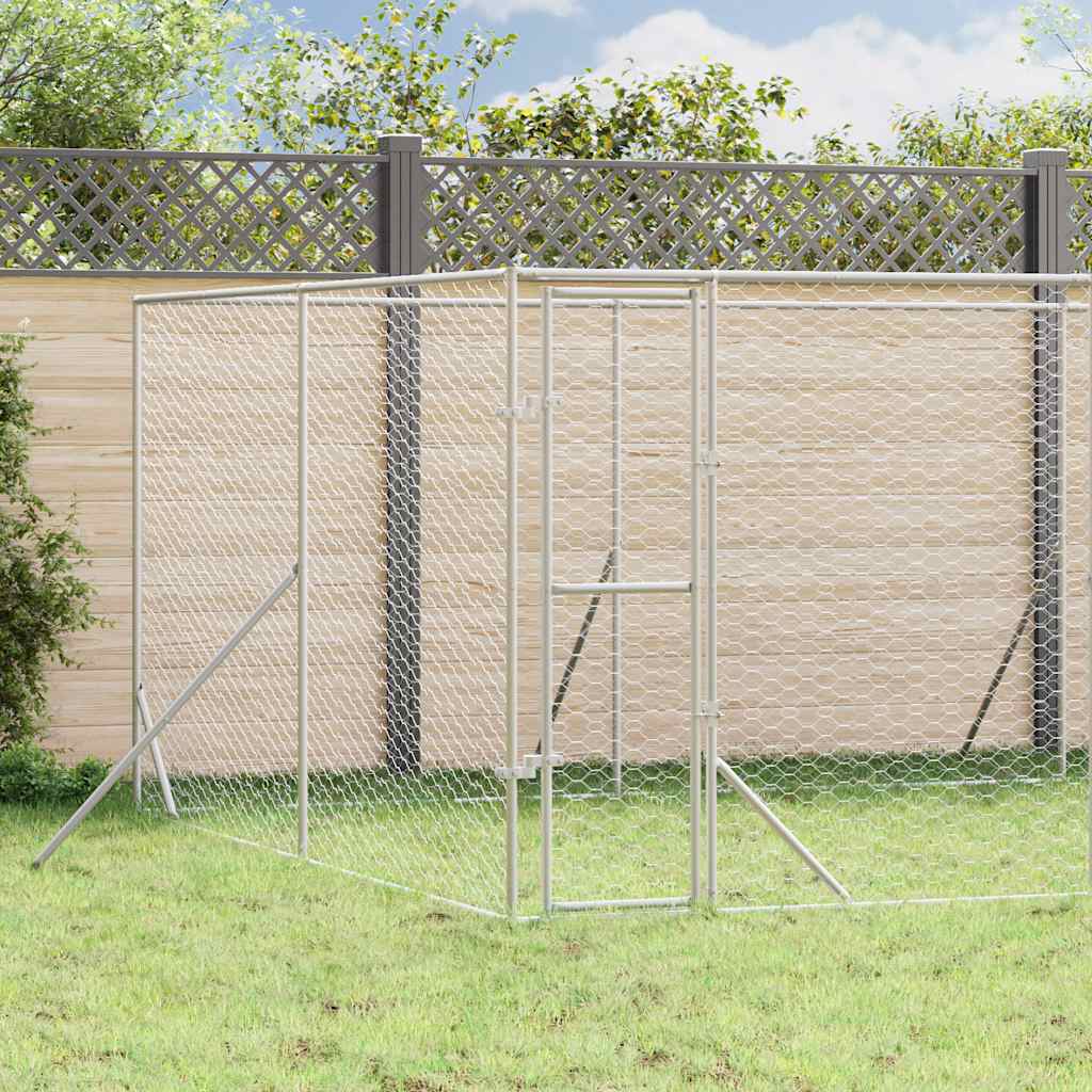 Outdoor Dog Kennel Silver Galvanised Steel 8 m 4 m