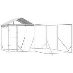Outdoor Dog Kennel with Roof Silver Galvanised Steel 4 m 4 m