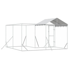 Outdoor Dog Kennel with Roof Silver Galvanised Steel 4 m 4 m