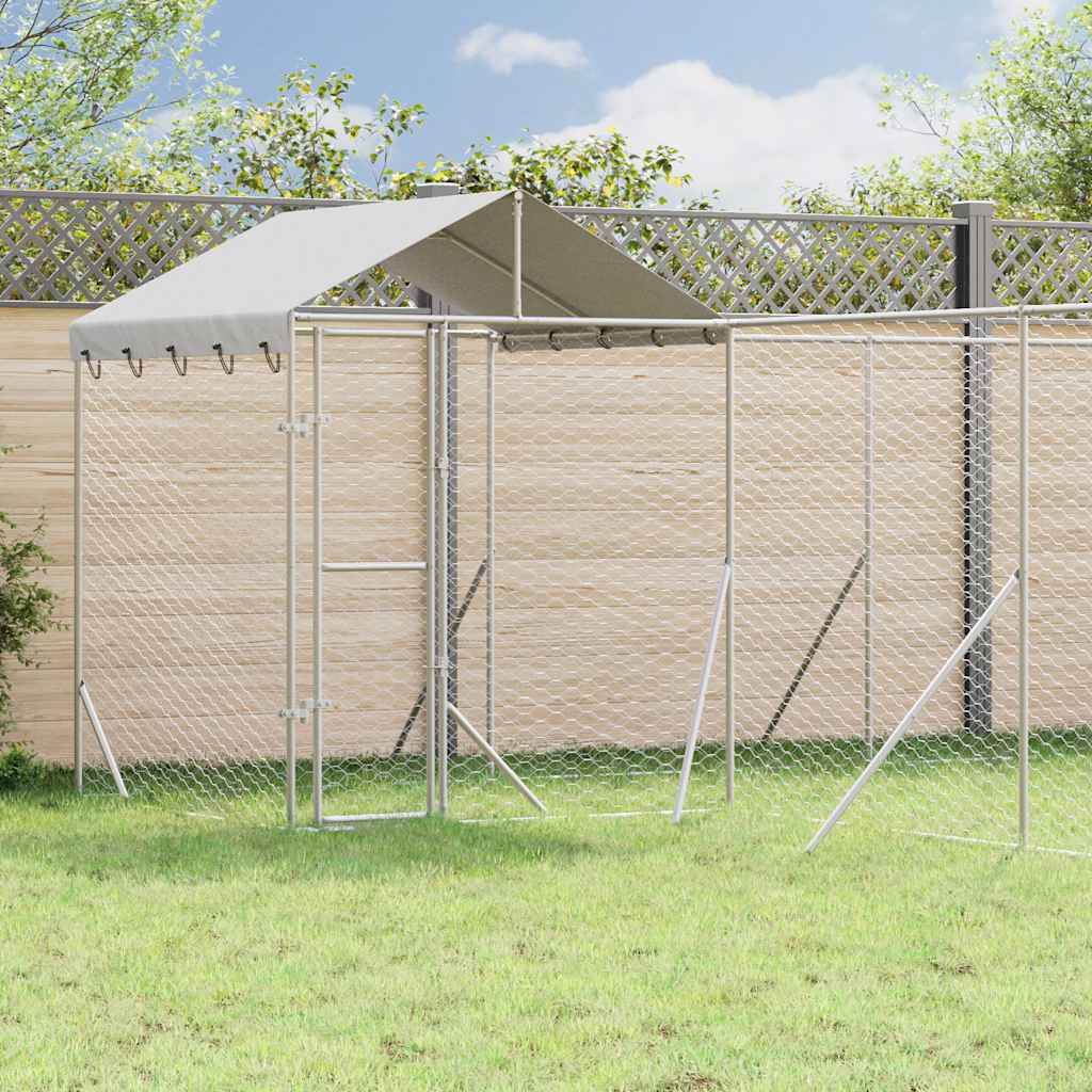 Outdoor Dog Kennel with Roof Silver Galvanised Steel 10 m 6 m