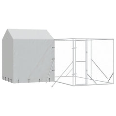 Outdoor Dog Kennel with Roof Silver Galvanised Steel 4 m 4 m