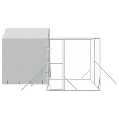 Outdoor Dog Kennel with Roof Silver Galvanised Steel 4 m 4 m