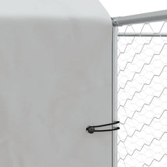 Outdoor Dog Kennel with Roof Silver Galvanised Steel 4 m 4 m