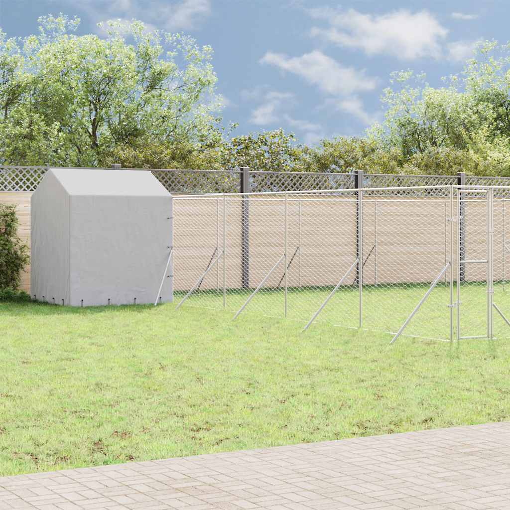 Outdoor Dog Kennel with Roof Silver Galvanised Steel 10 m 10 m