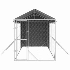 Outdoor Dog Kennel with Roof Silver 2x6x2,5 m Galvanised Steel 2 x 6 x 2.5 m