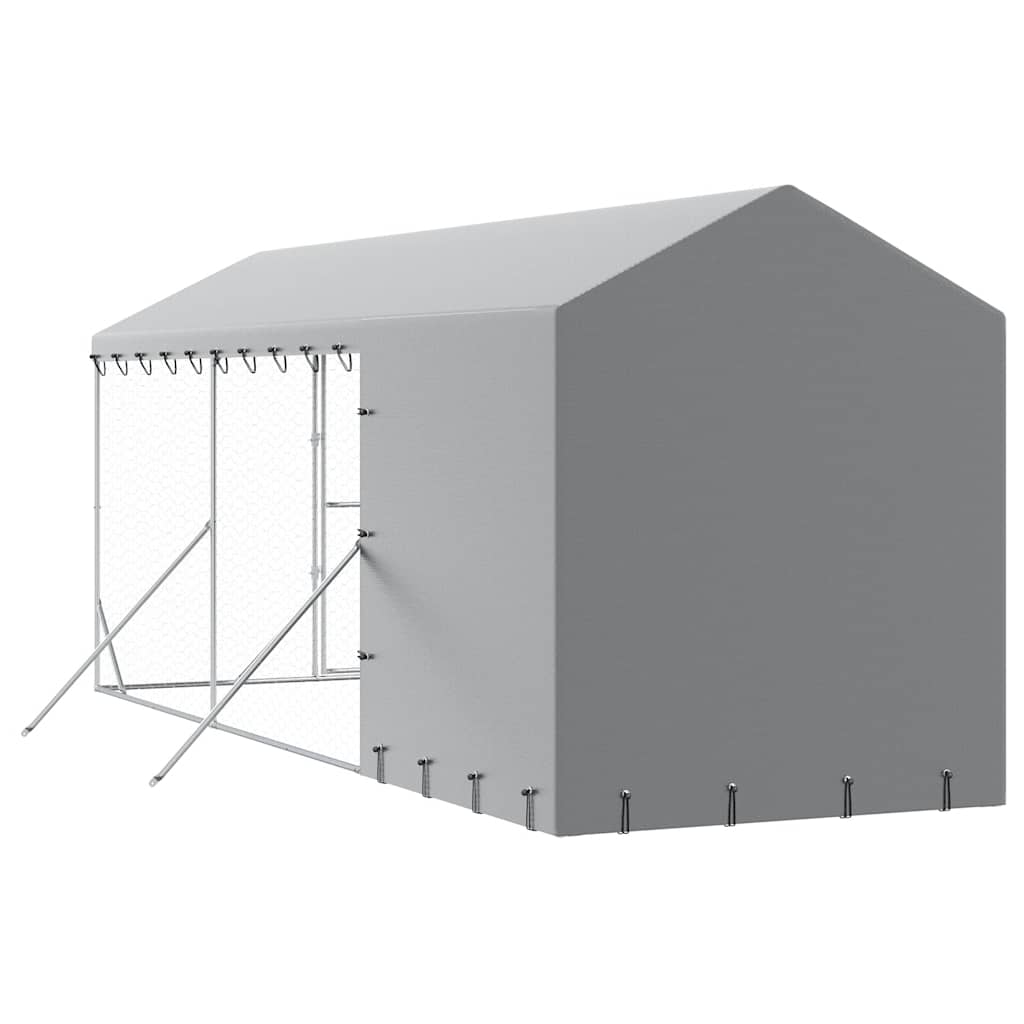 Outdoor Dog Kennel with Roof Silver 2x6x2,5 m Galvanised Steel 2 x 6 x 2.5 m