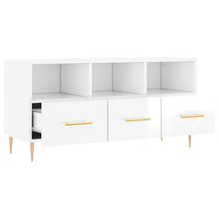 vidaXL TV Cabinet High Gloss White 102x36x50 cm Engineered Wood 6