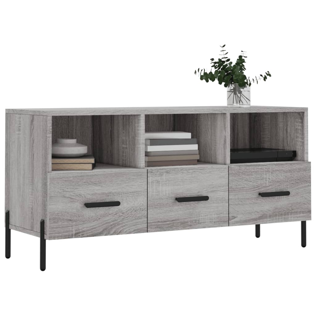 vidaXL TV Cabinet Grey Sonoma 102x36x50 cm Engineered Wood 3