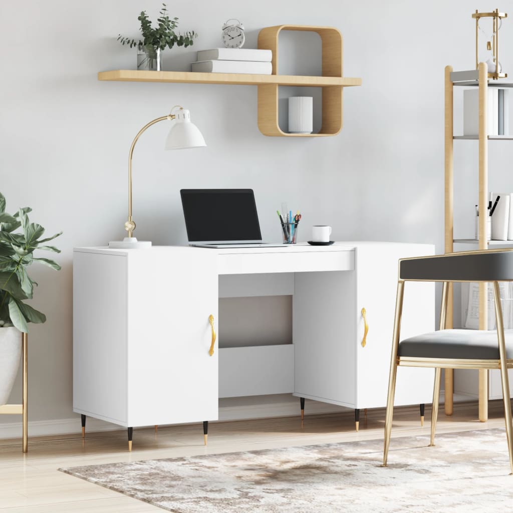 Desk 140x50x75 cm Engineered Wood White