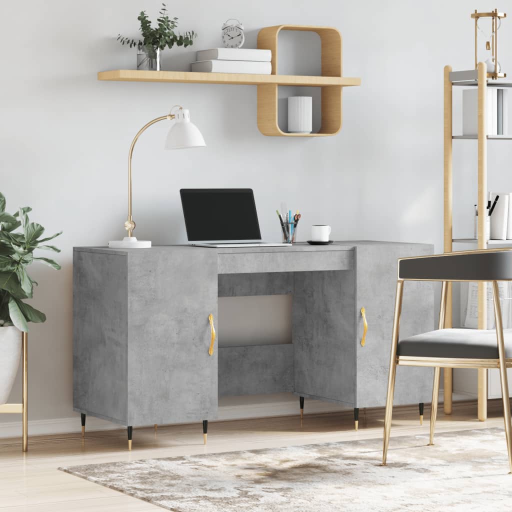 Desk 140x50x75 cm Engineered Wood Concrete grey