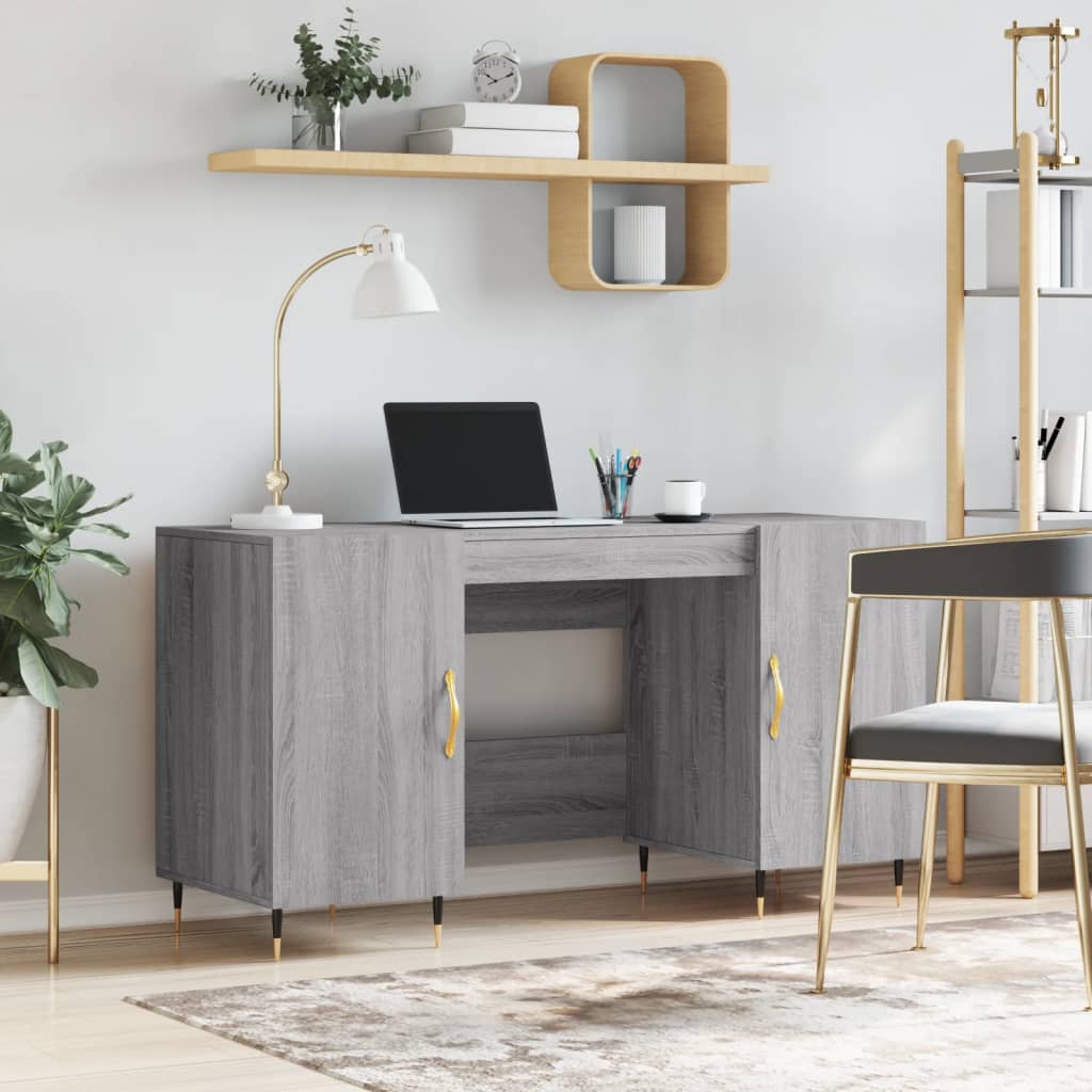 Desk 140x50x75 cm Engineered Wood Grey sonoma